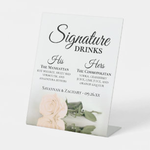Signe De Table Signature Boissons Elegant Blush Peach Rose Mariag