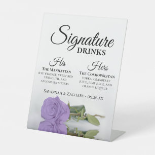 Signe De Table Signature Boissons Elegant Lavender Rose Mariage