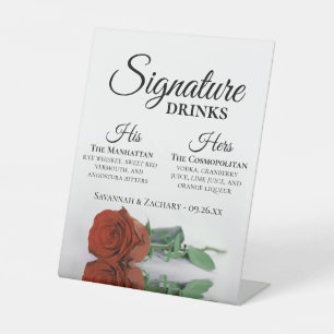 Signe De Table Signature Boissons Élégante Rouille Orange Rose Ma