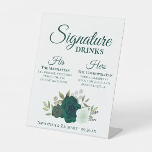 Signe De Table Signature Boissons Emerald Green Mariage Rose