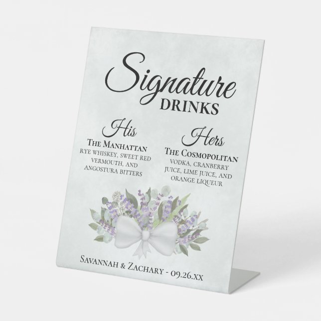 Signe De Table Signature Boissons Lavande & Eucalyptus Mariage (Recto)