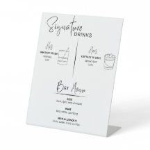 Signature Boissons Mariage Bar de réception Menu S