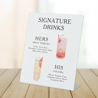 Signe De Table Signature Boissons Mariage Cocktail Menu Poster