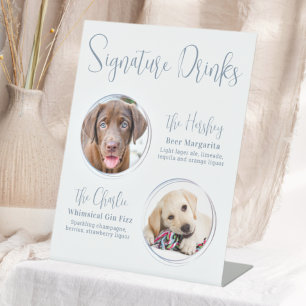Signe De Table Signature Boissons Moderne Dusty Blue Animaux Mari