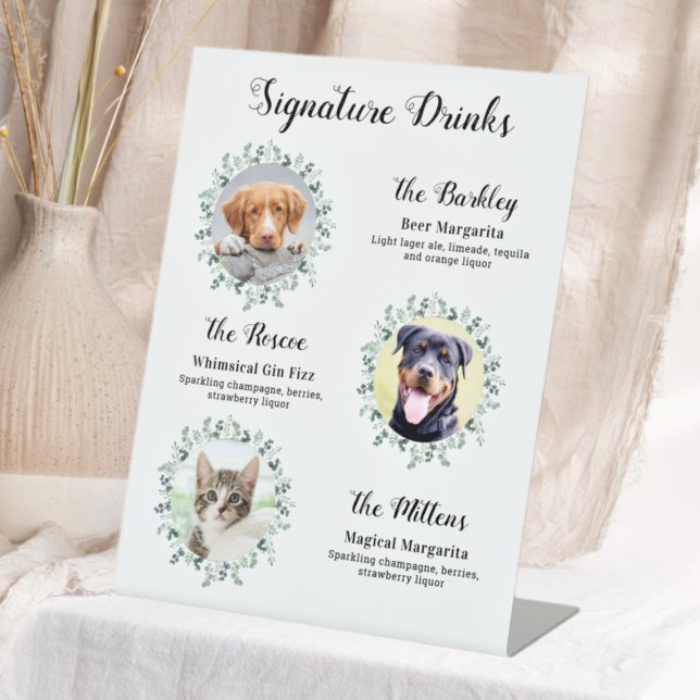 Signe De Table Signature Boissons Personnalisé 3 Photo Mariage po (Créateur téléchargé)