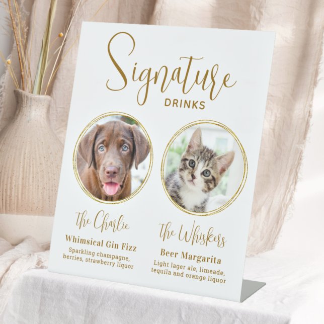 Signe De Table Signature Boissons Pet Mariage Gold Alcohol Bar (Créateur téléchargé)
