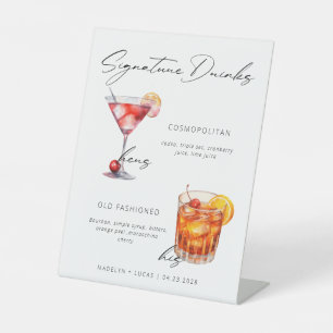 Signe De Table Signature Boissons Poster moderne noir & blanc