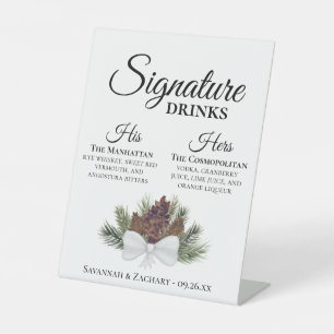 Signe De Table Signature Boissons Rustique Pinecones Bouquet Mari