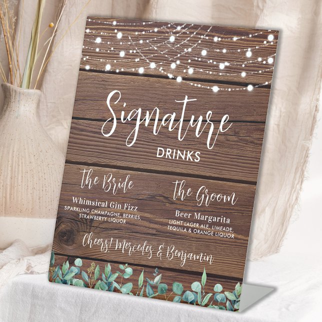 Signe De Table Signature Boissons Verdure String Mariage (Créateur téléchargé)