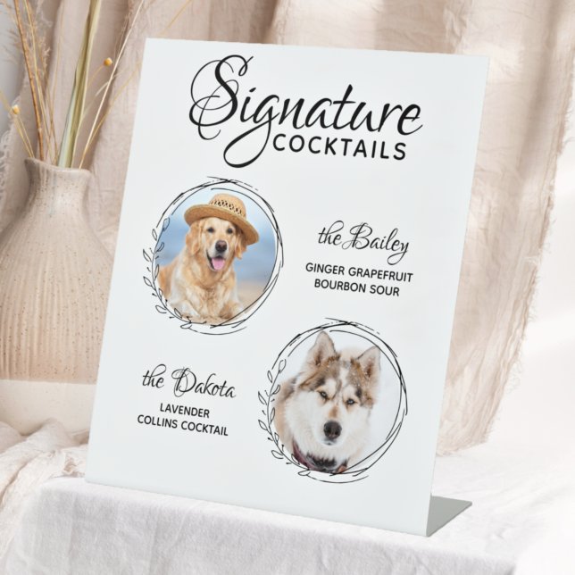 Signe De Table Signature Cocktails Animaux Photo Chien Bar Mariag (Créateur téléchargé)