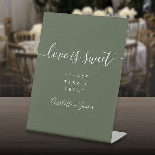 Signe De Table Signature de l'amour doux en écriture Olive Green