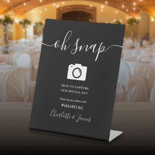 Signe De Table Signature de script noir et blanc Oh Snap