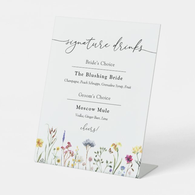 Signe De Table Signature fleur sauvage Boissons Signal Pedestal (Recto)