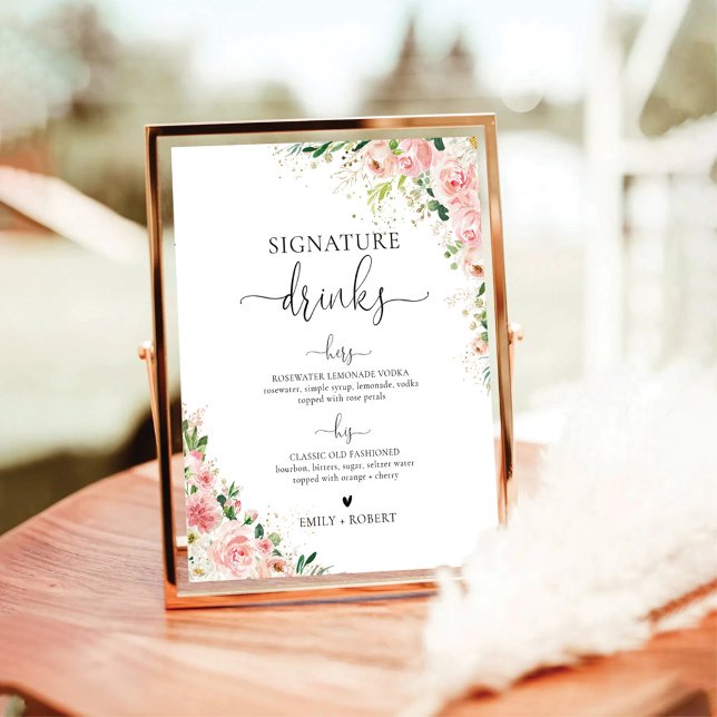 Signe De Table Signature or rose pâle Boissons Signal (Créateur téléchargé)