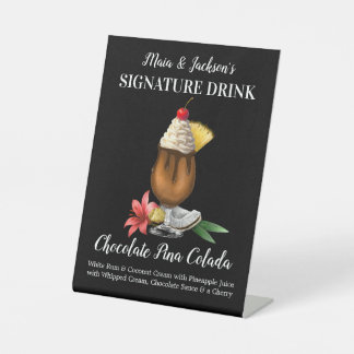 Signe De Table Signature personnalisée Boire Chocolat Pina Colada