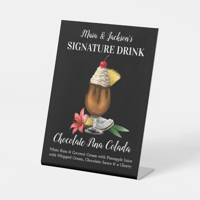 Signe De Table Signature personnalisée Boire Chocolat Pina Colada (Recto)