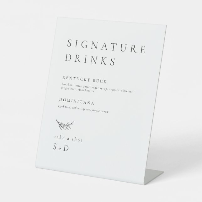Signe De Table Signature simple minimaliste Boissons Signal Maria (Recto)