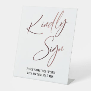 Signe De Table Signer Kindly Rose Gold écriture simple