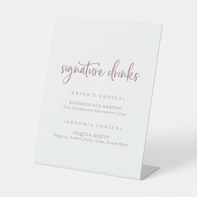 Signe De Table Signet Boissons Rustique Rose Gold Script Signatur (Recto)