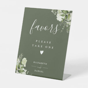 Signe De Table S'il vous plaît prendre une faveur olive verte flo