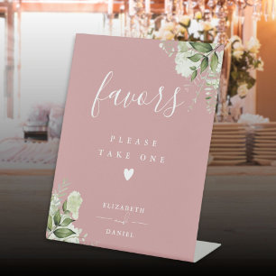 Signe De Table S'il vous plaît Prenez Une Faveur Rose Poussiéreus