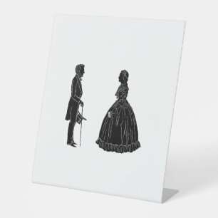 Signe De Table silhouette d'abraham lincoln et de mary todd linco