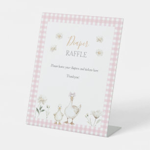 Signe De Table Silly Goose Whimsical Pink Diaper Raffle Douche