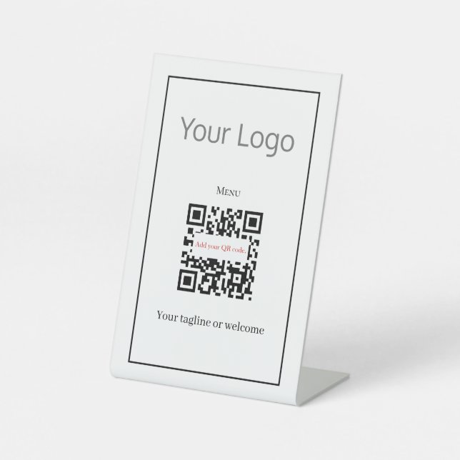 Signe De Table Simple Ajouter Votre Restaurant Logo QR Code Menu (Recto)