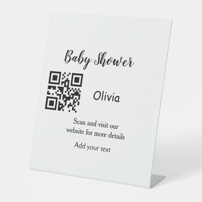 Signe De Table Simple baby shower site web code-barres QR ajouter (Recto)