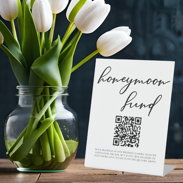 Signe De Table Simple Black Typography Mariage Honeymoon Fund (Créateur téléchargé)