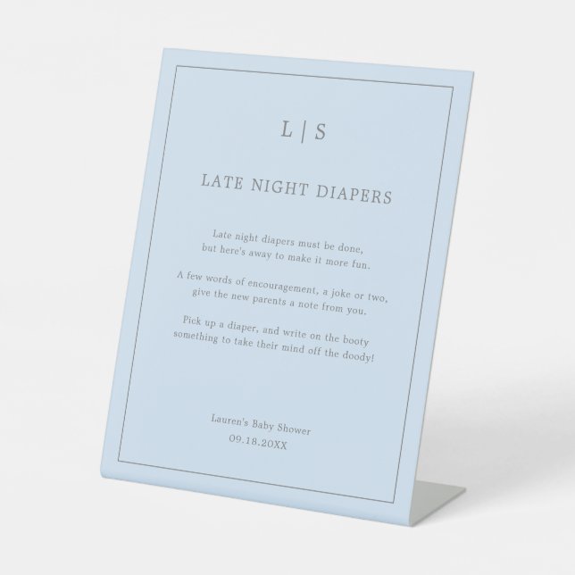 Signe De Table Simple Blue Late Night Diapeurs Baby shower Jeu (Recto)