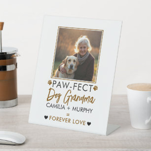 Signe De Table Simple Brown & noir Texte Chien Grandma Photo