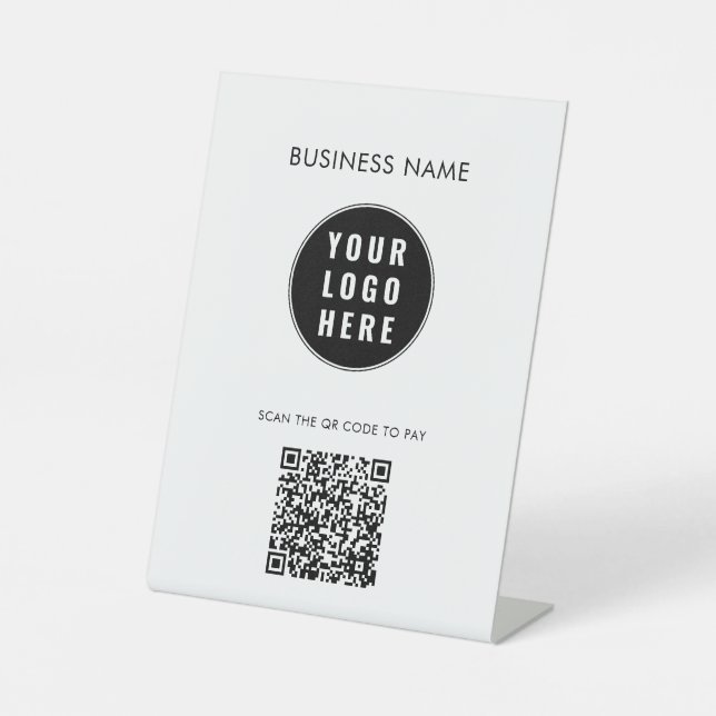 Signe De Table Simple Business Logo Modern QR Code Custom (Recto)