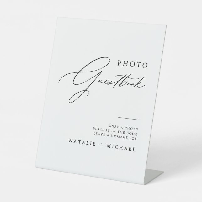 Signe De Table Simple Calligraphie Mariage Photobooth Guestbook (Recto)