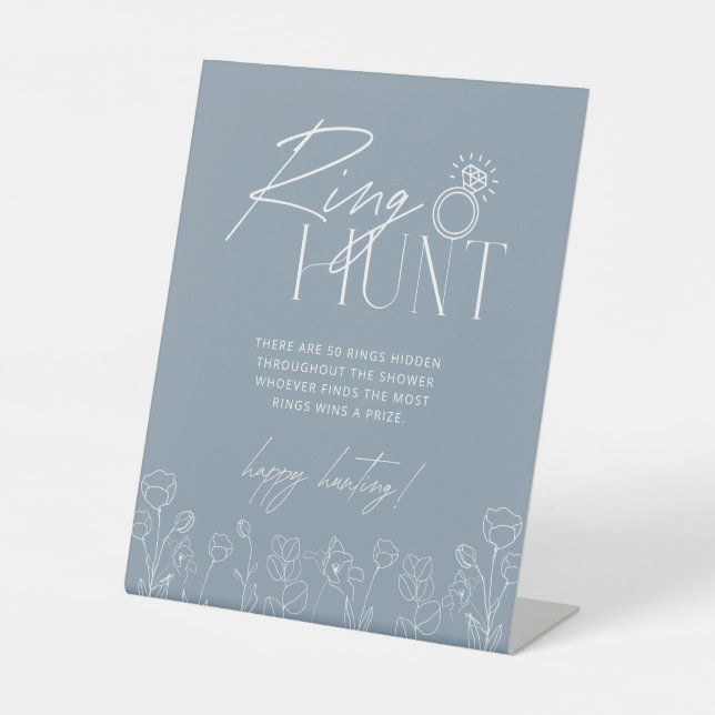 Signe De Table Simple Dusty Blue Ring Fête des mariées Jeu (Recto)