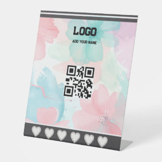 Signe De Table Simple elegant custom logo here company QR code 