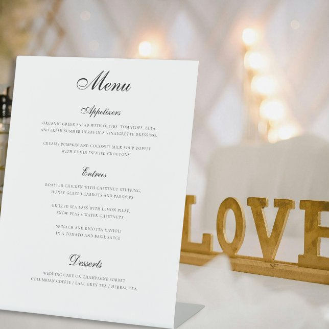Signe De Table Simple Elegant Menu Mariage Trois Parcours (Créateur téléchargé)