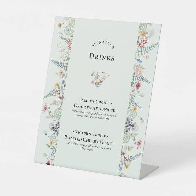 Signe De Table Simple Fleur sauvage Fern Mint Green Signature Boi (Recto)