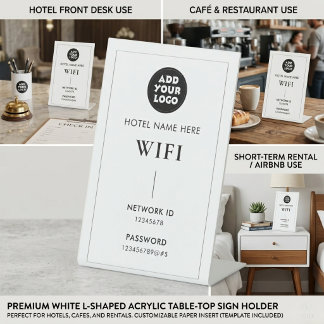 Signe De Table Simple Hotel Logo & Name Any Color Wifi