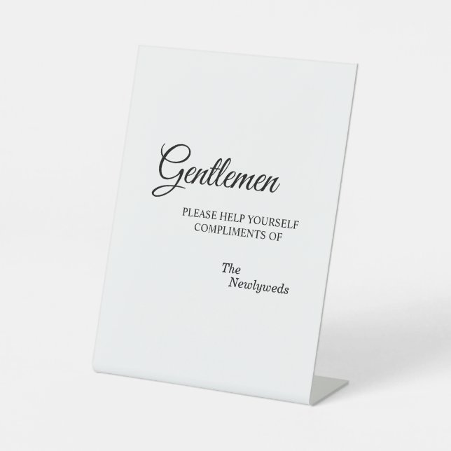 Signe De Table Simple Noir Blanc Calligraphie Gentlemen Salle de  (Recto)