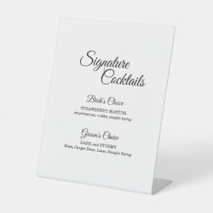 Signe De Table Simple noir et blanc Calligraphie Cocktail Menu