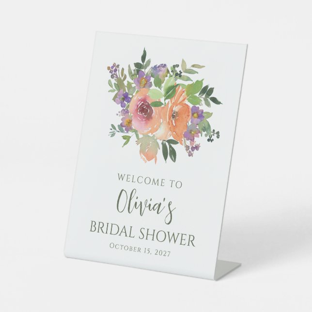 Signe De Table Simple violet orange douche florale Accueil (Recto)