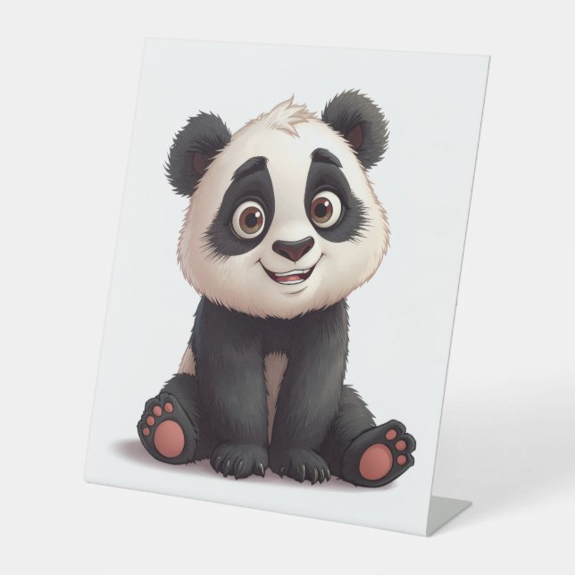 Signe De Table Sitting Panda Bear Cartoon Illustration Artwork (Recto)