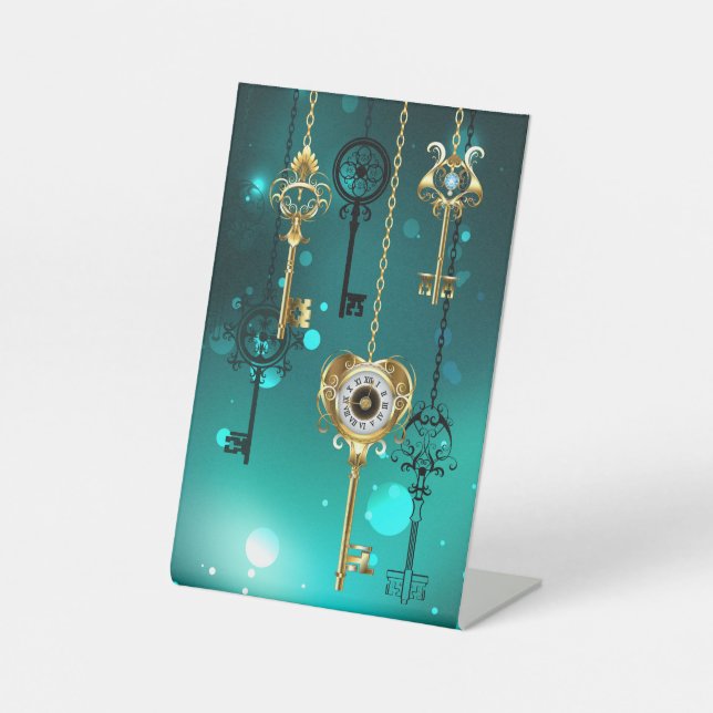 Signe De Table Skeleton Keys on Green Background (Recto)