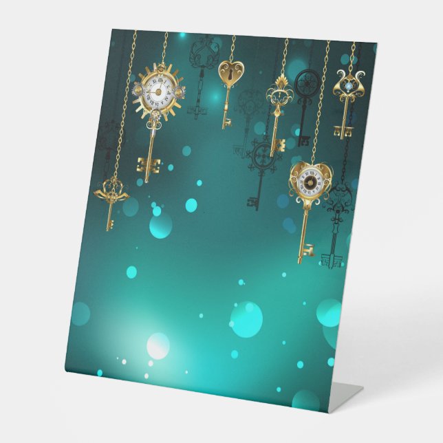 Signe De Table Skeleton Keys on Green Background (Recto)