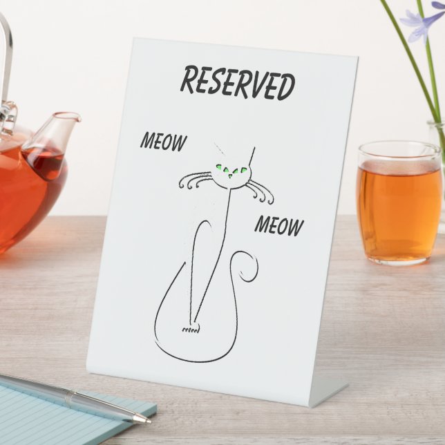 Signe De Table Slinky Black Cat Meow Meow Texte personnalisé rése (In SItu)