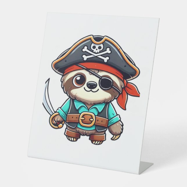 Signe De Table Sloth Halloween Pirate Enfants Femmes Hommes Sloth (Recto)