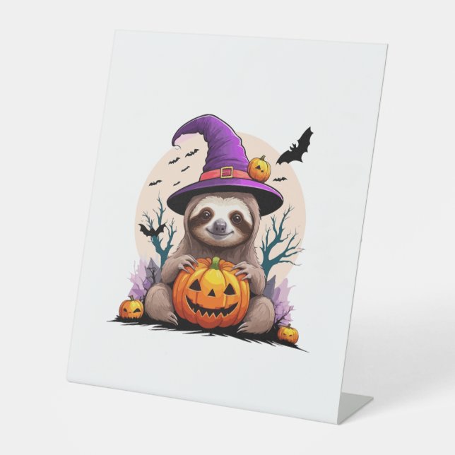 Signe De Table Sloth Pink Hat Halloween (Recto)