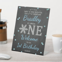 Snowflake Winter Chalkboard 1er anniversaire Bienv