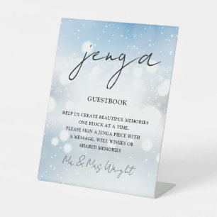 Signe De Table Snowflakes Script Jenga Livre d'or